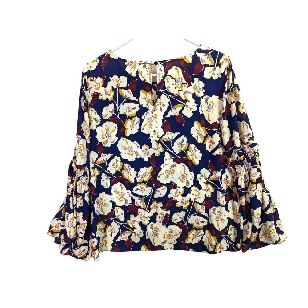 Rose + Olive Top Women size L Floral Bohemian Peasant Bell Sleeve Cottagecore